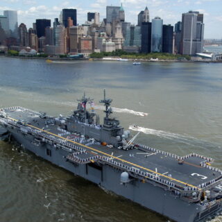 060524-N-7921G (May 24. 2006) On the flight deck aboard the amphibious assault Ship USS Kearsarge (LHD 3), Sailors spell out the message I Love New York as they enter NY Harbor for Fleet Week 2006.  U.S. Navy photo by MC1(SW/AW) Aaron Glover (RELEASED)  By (LHD 3) PAO